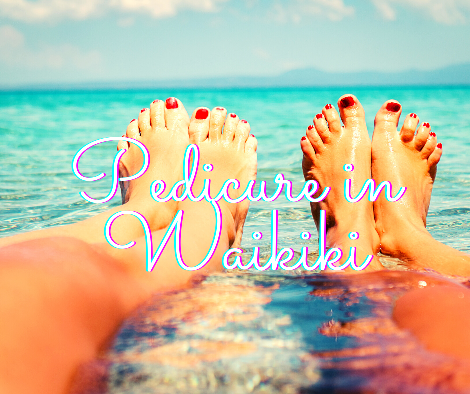 Pedicure-in-Waikiki a woman sitting at a beach