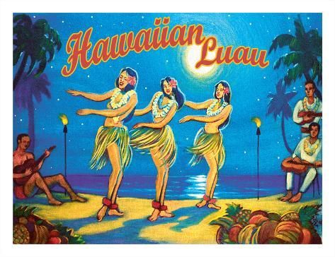 Giclee-Print_-Hawaiian-Luau-Hawaii-Hula-Dancers-by-Rick-Sharp-_-20x26in Giclee-Print_-Hawaiian-Luau-Hawaii-Hula-Dancers-by-Rick-Sharp-_-20x26in