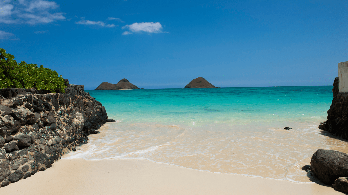 an island in the middle of a body of water