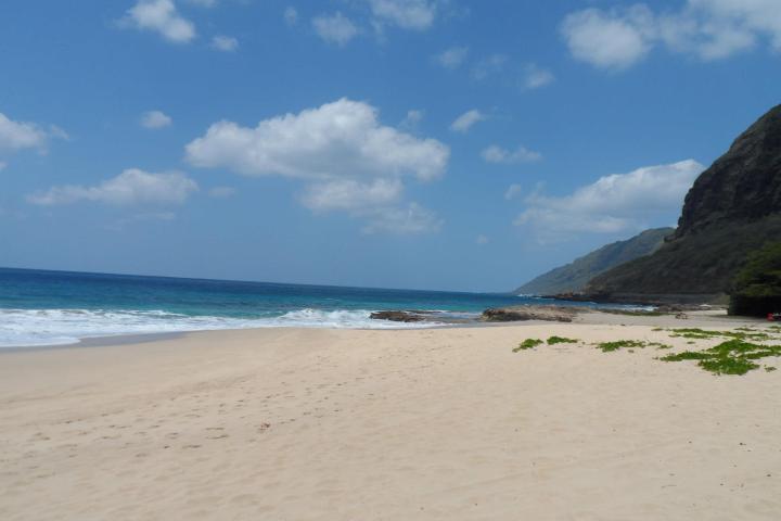 a sandy beach next to a body of water