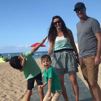 a group of people on a beach
