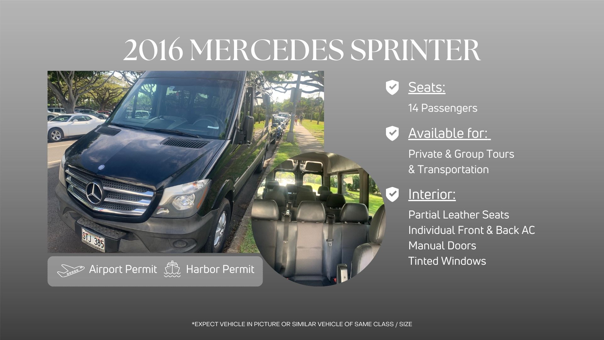 Mercedes Sprinter Tour Van with Pearl Harbor Permit