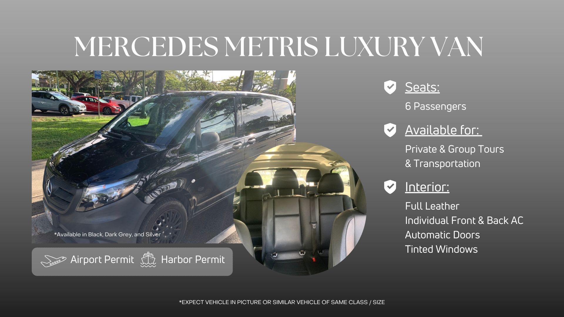 Mercedes Metris Luxury Van for Private Tours on Oahu